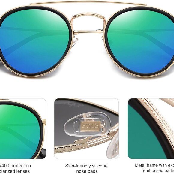 Retro Vintage Round Sunglasses Women Men Polarized UV400 Small Circle Sunnies - Picture 3 of 5